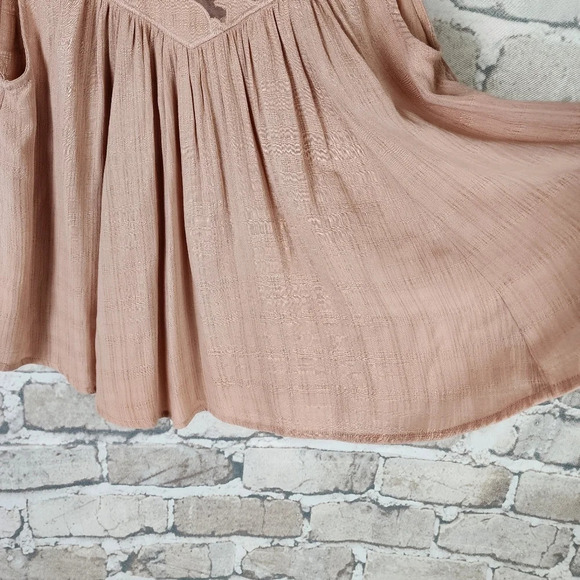 Free People Western Romance Mesh Applique Swing Top Rose  Pink Size XS - Picture 13 of 16
